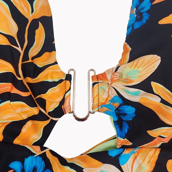 River Island Size 18 Plus Floral One Piece Swimsuit Keyhole Front NWOT - Picture 2 of 9